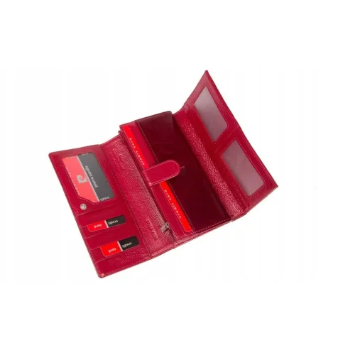 skórzany portfel damski Pierre Cardin czerwony lakierowany / women’s glossy red leather wallet Pierre Cardin